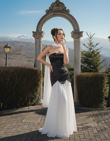 Rochie Elina Alb-Negru